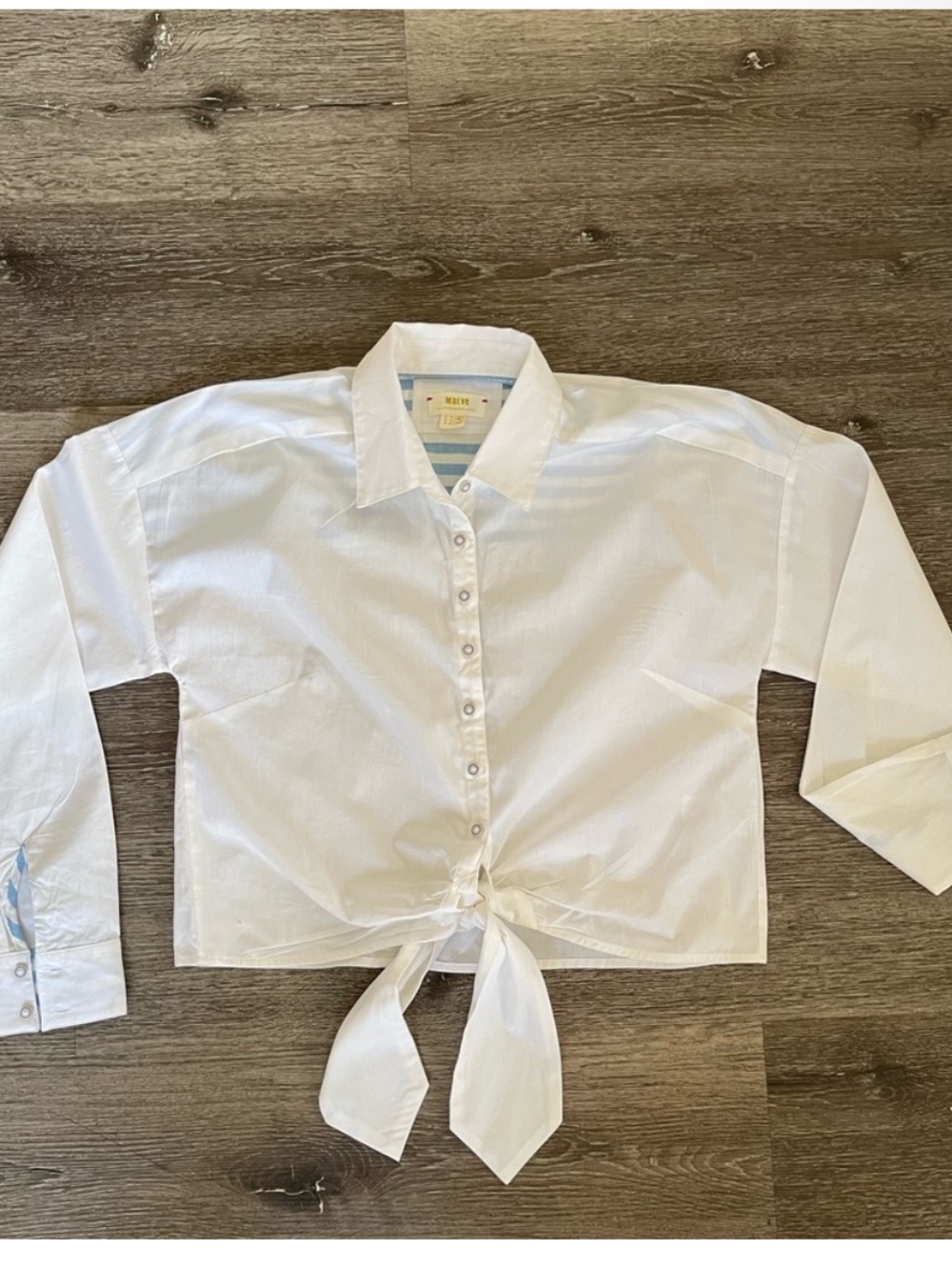 Anthropologie White Tie-Front Button Down Shirt